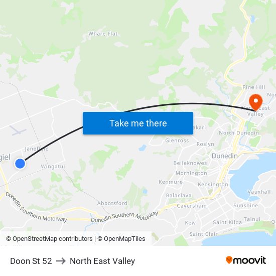 Doon St 52 to North East Valley map