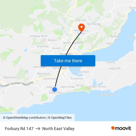 Forbury Rd 147 to North East Valley map