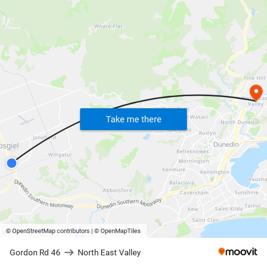 Gordon Rd 46 to North East Valley map