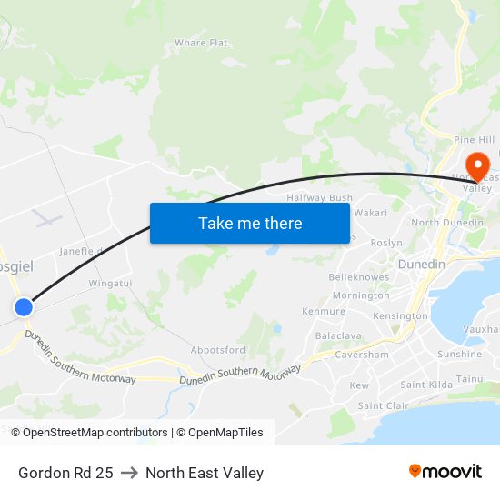 Gordon Rd 25 to North East Valley map