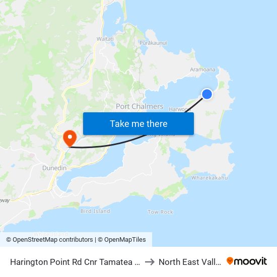 Harington Point Rd Cnr Tamatea Rd to North East Valley map