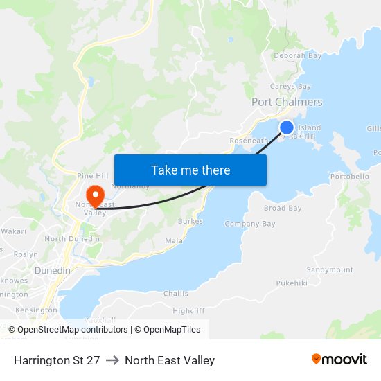 Harrington St 27 to North East Valley map