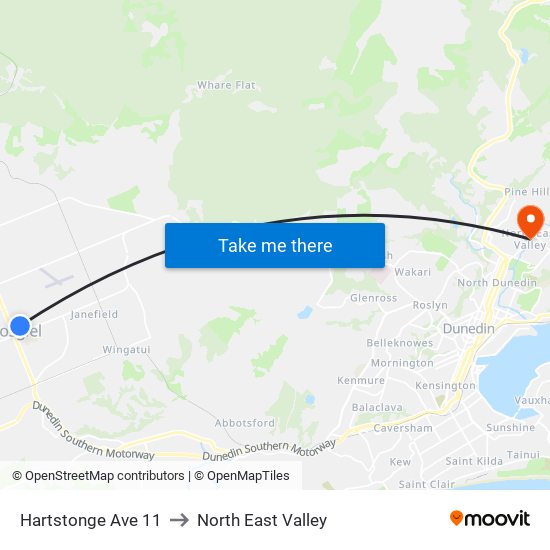 Hartstonge Ave 11 to North East Valley map