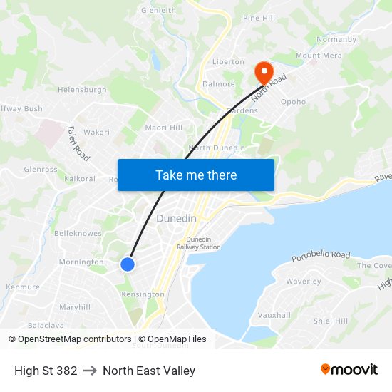 High St 382 to North East Valley map