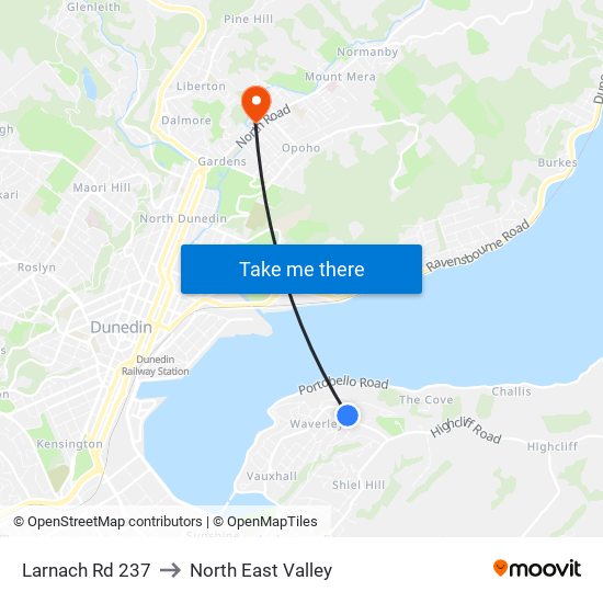 Larnach Rd 237 to North East Valley map