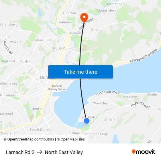 Larnach Rd 2 to North East Valley map