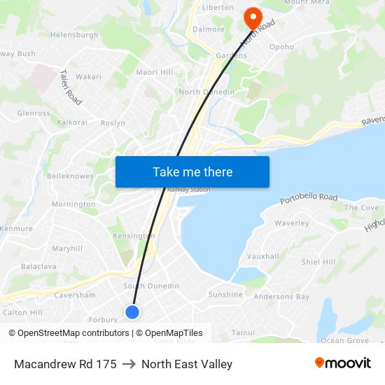 Macandrew Rd 175 to North East Valley map