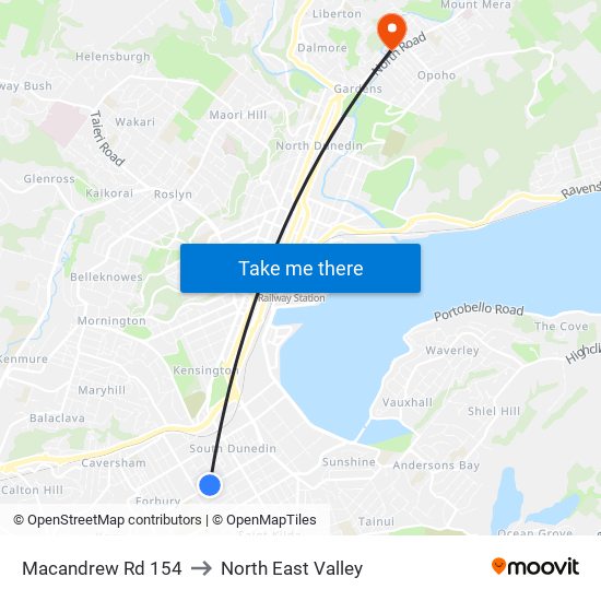 Macandrew Rd 154 to North East Valley map