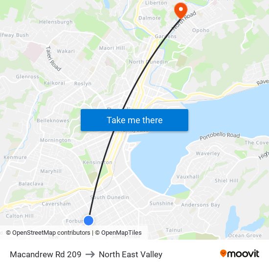 Macandrew Rd 209 to North East Valley map