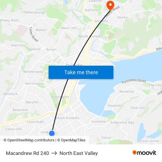 Macandrew Rd 240 to North East Valley map