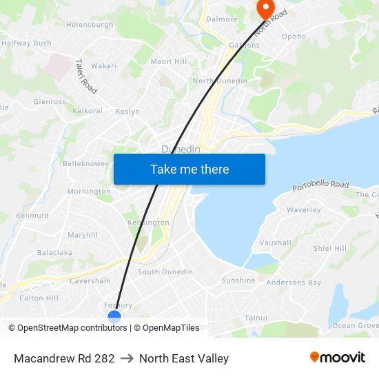 Macandrew Rd 282 to North East Valley map