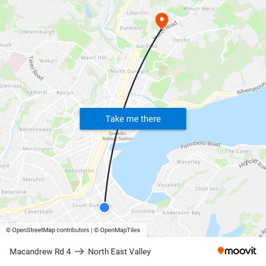 Macandrew Rd 4 to North East Valley map