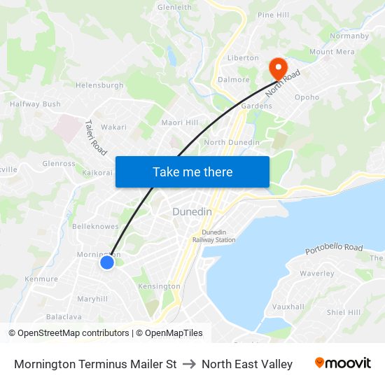 Mornington Terminus Mailer St to North East Valley map