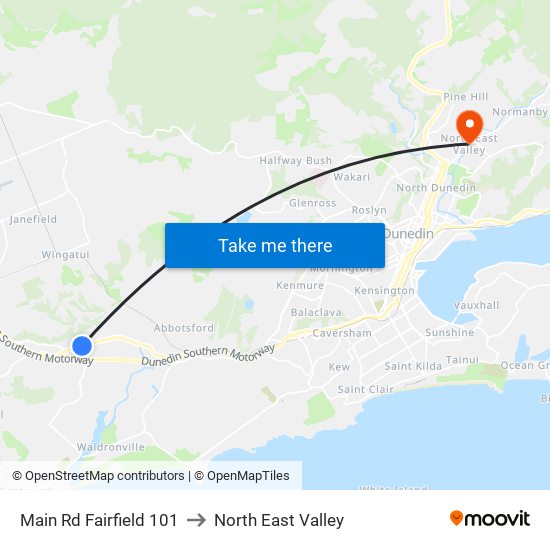 Main Rd Fairfield 101 to North East Valley map