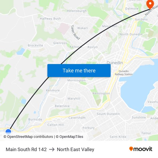 Main South Rd 142 to North East Valley map