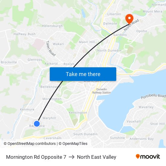 Mornington Rd Opposite 7 to North East Valley map