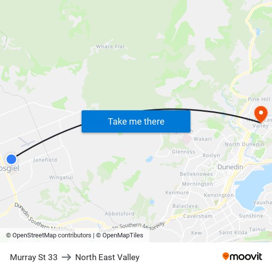 Murray St 33 to North East Valley map