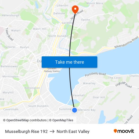 Musselburgh Rise 192 to North East Valley map