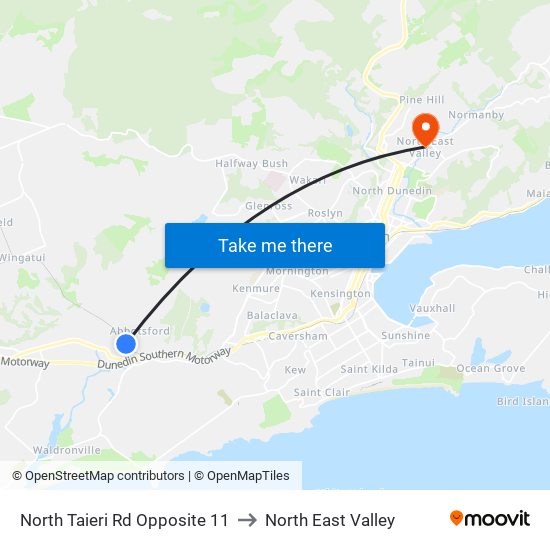 North Taieri Rd Opposite 11 to North East Valley map