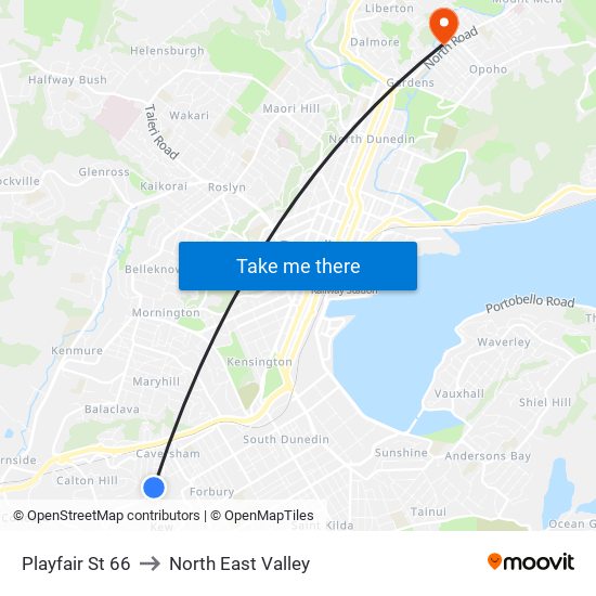 Playfair St 66 to North East Valley map