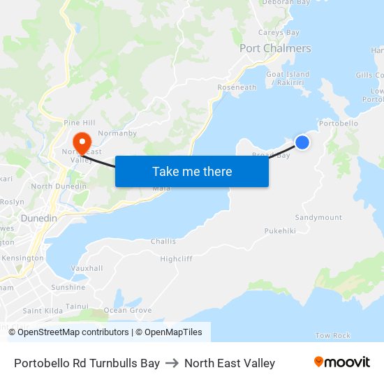 Portobello Rd Turnbulls Bay to North East Valley map