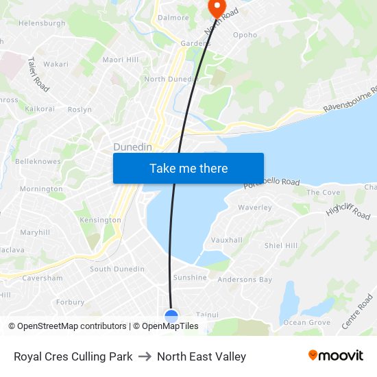 Royal Cres Culling Park to North East Valley map