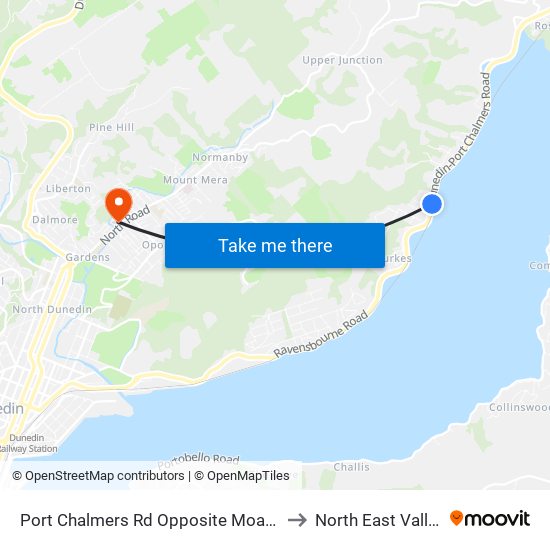 Port Chalmers Rd Opposite Moa St to North East Valley map