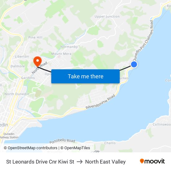 St Leonards Drive Cnr Kiwi St to North East Valley map