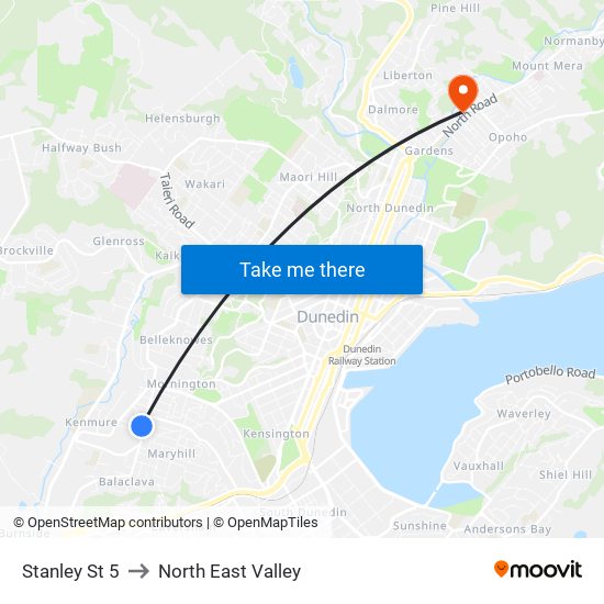 Stanley St 5 to North East Valley map
