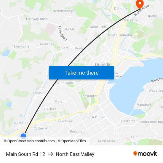Main South Rd 12 to North East Valley map
