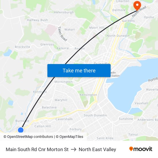 Main South Rd Cnr Morton St to North East Valley map