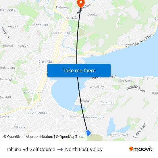 Tahuna Rd Golf Course to North East Valley map