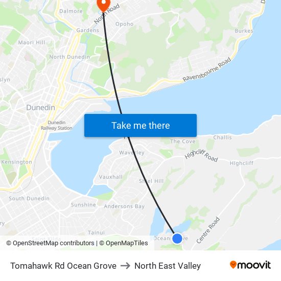 Tomahawk Rd Ocean Grove to North East Valley map