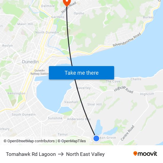 Tomahawk Rd Lagoon to North East Valley map