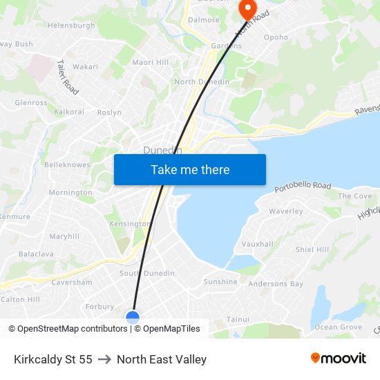 Kirkcaldy St 55 to North East Valley map