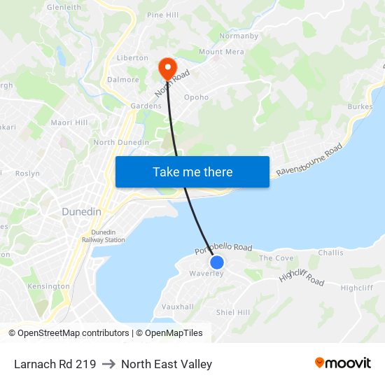 Larnach Rd 219 to North East Valley map