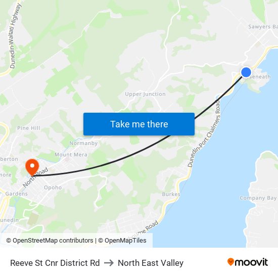 Reeve St Cnr District Rd to North East Valley map