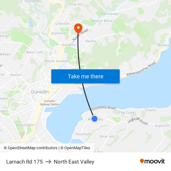 Larnach Rd 175 to North East Valley map