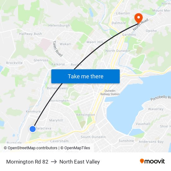 Mornington Rd 82 to North East Valley map