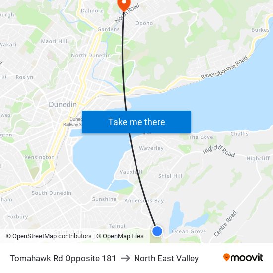 Tomahawk Rd Opposite 181 to North East Valley map