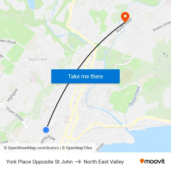 York Place Opposite St John to North East Valley map