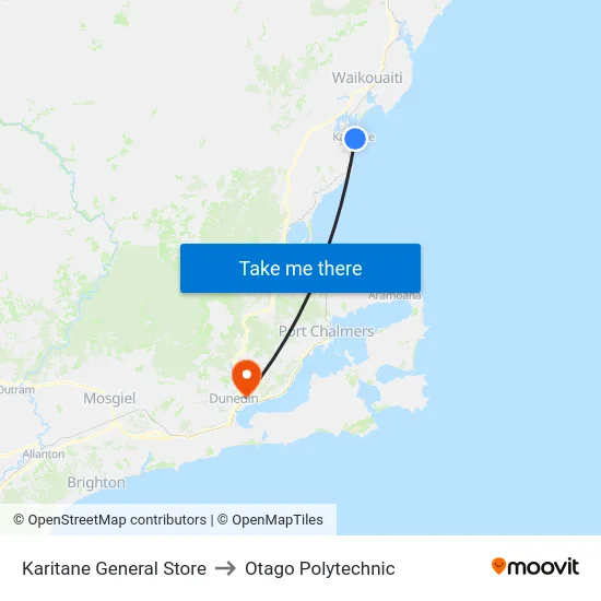Karitane General Store to Otago Polytechnic map