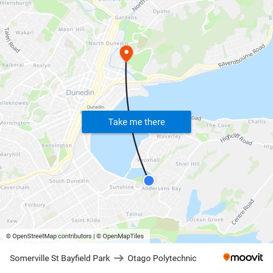 Somerville St Bayfield Park to Otago Polytechnic map