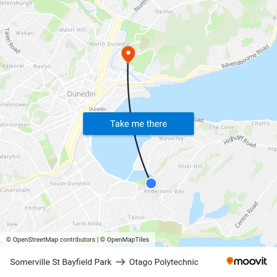 Somerville St Bayfield Park to Otago Polytechnic map