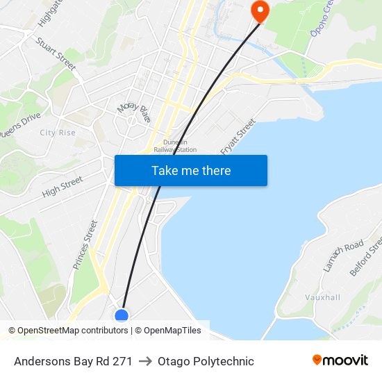 Andersons Bay Rd 271 to Otago Polytechnic map