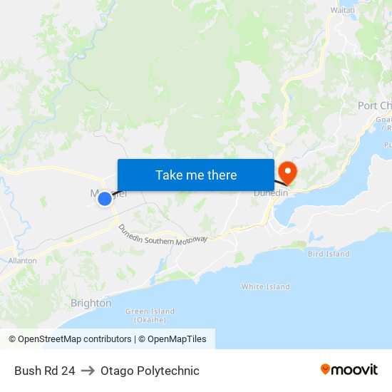 Bush Rd 24 to Otago Polytechnic map