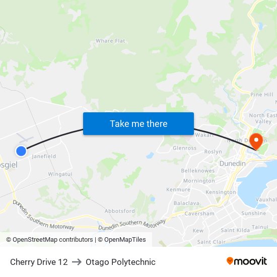 Cherry Drive 12 to Otago Polytechnic map