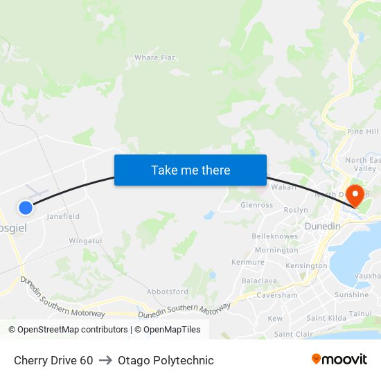 Cherry Drive 60 to Otago Polytechnic map