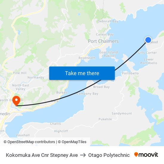Kokomuka Ave Cnr Stepney Ave to Otago Polytechnic map