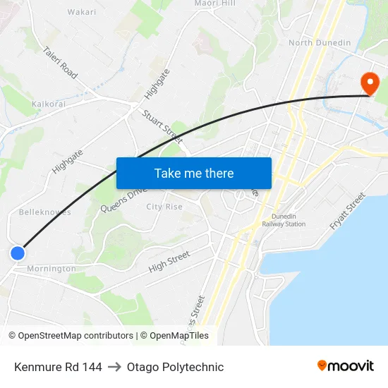 Kenmure Rd 144 to Otago Polytechnic map